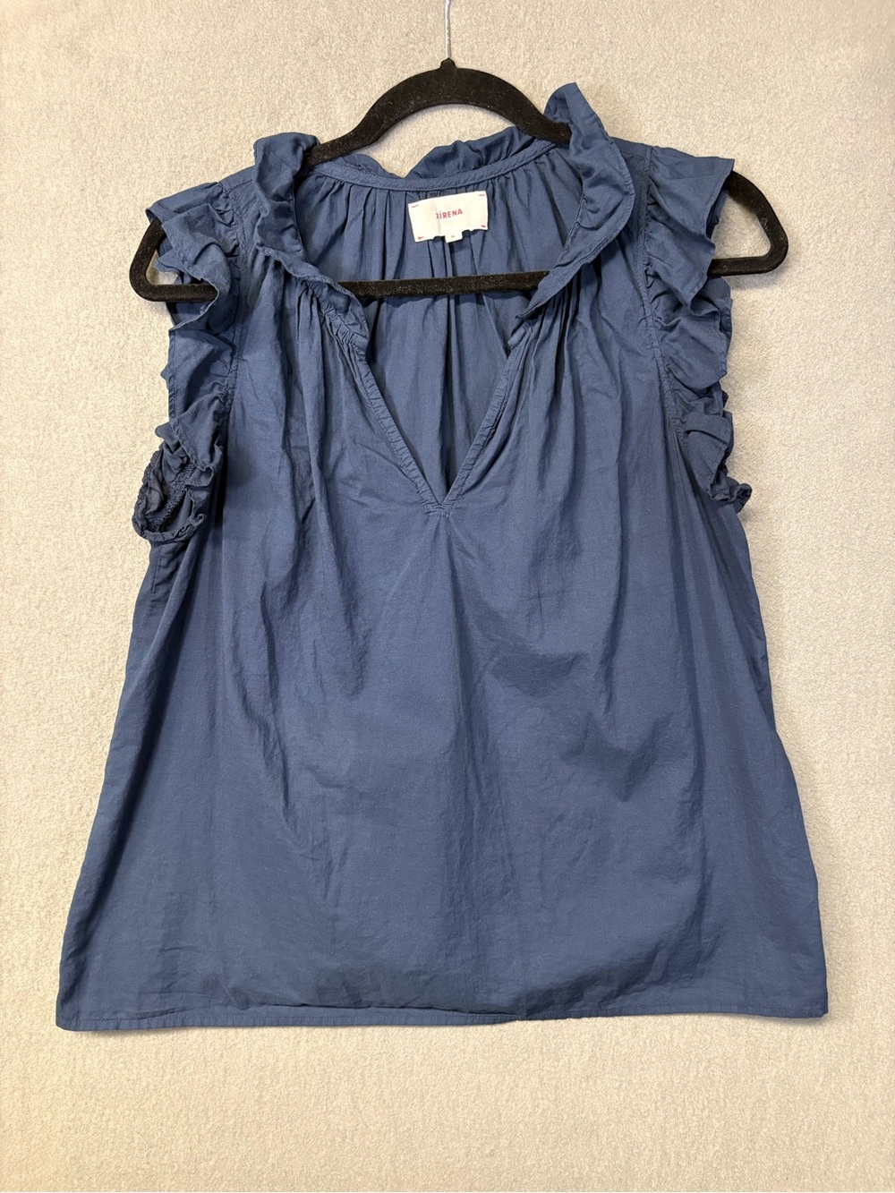 Xirena Women's Blue Bex Top Ruffles Deep V-Neck Sz. M